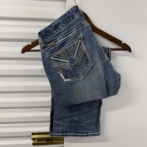 Rock & Roll Cowboy Bootcut Jeans Women 31x29 Blue Thick Stitch